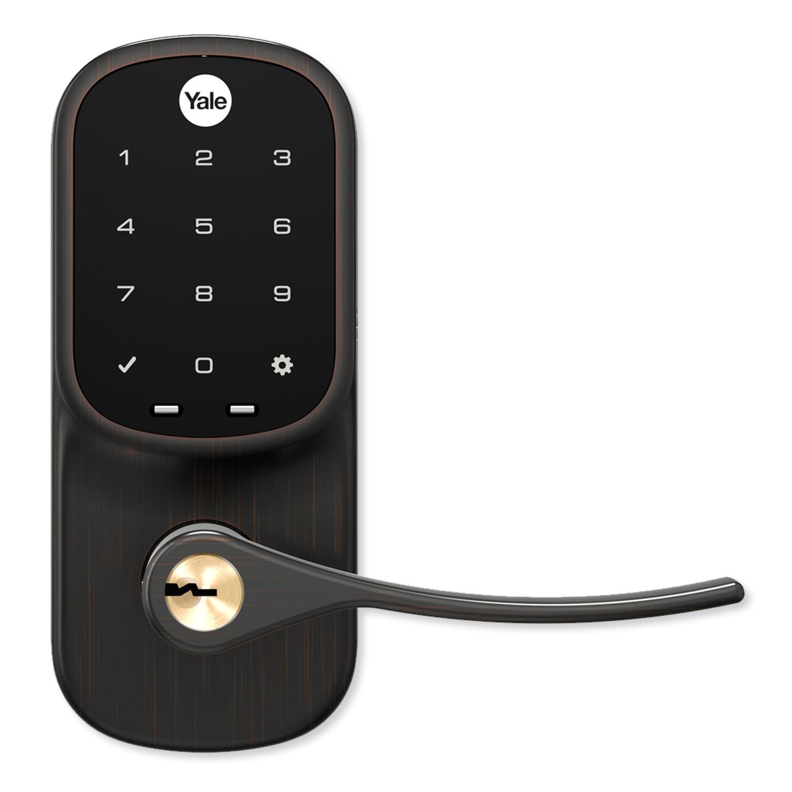 0626　BK Yale Assure Lever Entry Door Handle with Keypad, Black Suede